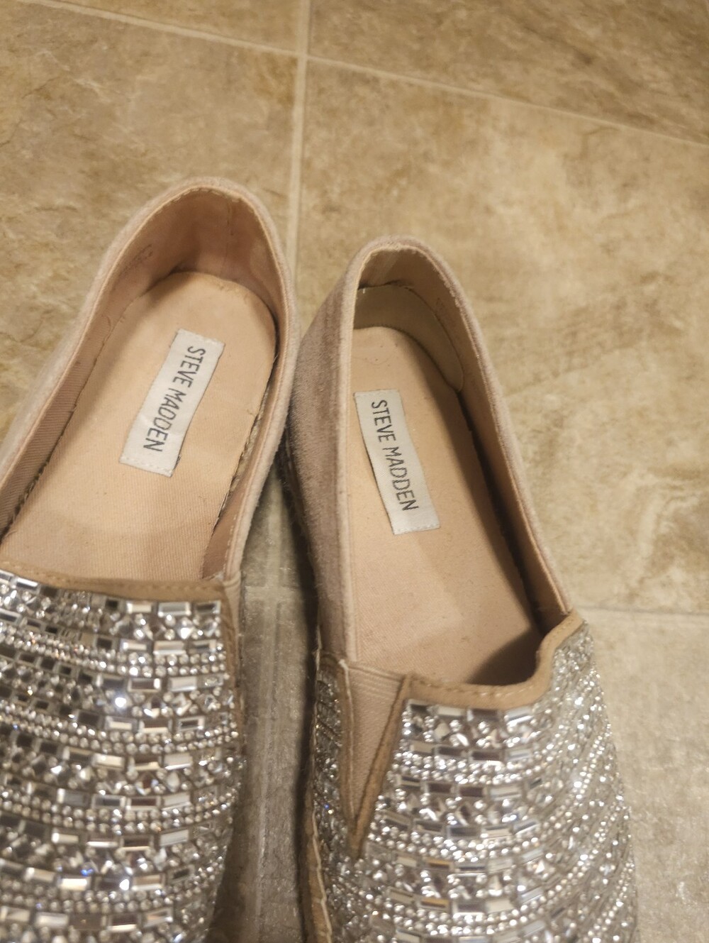 Steve Madden Silver Embellished Slip-On Espadrilles Size 7 - Picture 2 of 8
